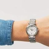 Guess Park Ave White Dial Silver Steel Strap Watch for Women - W0767L1