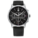 Tommy Hilfiger Kyle Quartz Black Dial Black Leather Strap Watch for Men - 1791630