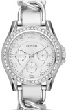 Fossil Riley Silver Dial Silver Steel Strap Watch for Women - ES3463