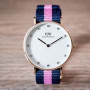Daniel Wellington Classy Winchester White Dial Two Tone NATO Strap Watch For Women - DW00100077
