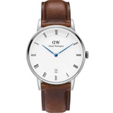 Daniel Wellington Dapper St Mawes White Dial Brown Leather Strap Watch For Women - DW00100095