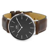 Daniel Wellington Classic Bristol Black Dial Brown Leather Strap Watch For Men - DW00100131