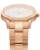 Daniel Wellington Iconic Link White Dial Rose Gold Steel Strap Watch For Women - DW00100211