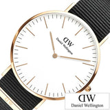 Daniel Wellington Classic Cornwall White Dial Black Nylon Strap Watch For Men - DW00100257