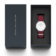 Daniel Wellington Classic Roselyn White Dial Red NATO Strap Watch For Women - DW00100272