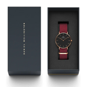 Daniel Wellington Classic Roselyn Black Dial Maroon Nylon Strap Watch For Women - DW00100273