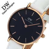 Daniel Wellington Classic Petite Bondi Black Dial White Leather Strap Watch For Women - DW00100285