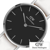 Daniel Wellington Classic Petite Bondi Black Dial White Leather Strap Watch for Women - DW00100286