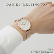 Daniel Wellington Petite Melrose White Dial Rose Gold Mesh Strap Watch For Women - DW00100305