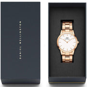 Daniel Wellington Iconic Link White Dial Gold Steel Strap Watch For Men - DW00100343