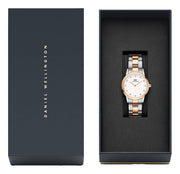Daniel Wellington Iconic Link White Dial Two Tone Steel Strap Watch For Women - DW00100358
