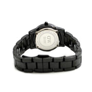 Daniel Wellington Iconic Link Ceramic Black Dial Black Steel Strap Watch For Women - DW00100415