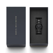Daniel Wellington Iconic Link Ceramic Black Dial Black Steel Strap Watch For Women - DW00100415
