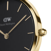 Daniel Wellington Classic Petite York Black Dial Brown Leather Strap Watch For Women - DW00100170