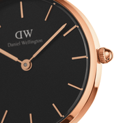 Daniel Wellington Petite Ashfield Black Dial Black Mesh Strap Watch For Women - DW00100245