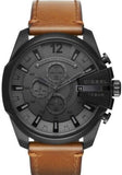 Diesel Mega Chief Grey Dial Brown Leather Strap Watch For Men - DZ4463
