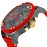 Diesel Mr Daddy 2.0 Chronograph Grey Dial Red Rubber Strap Watch For Men - DZ7430