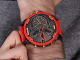 Diesel Mr Daddy 2.0 Chronograph Grey Dial Red Rubber Strap Watch For Men - DZ7430