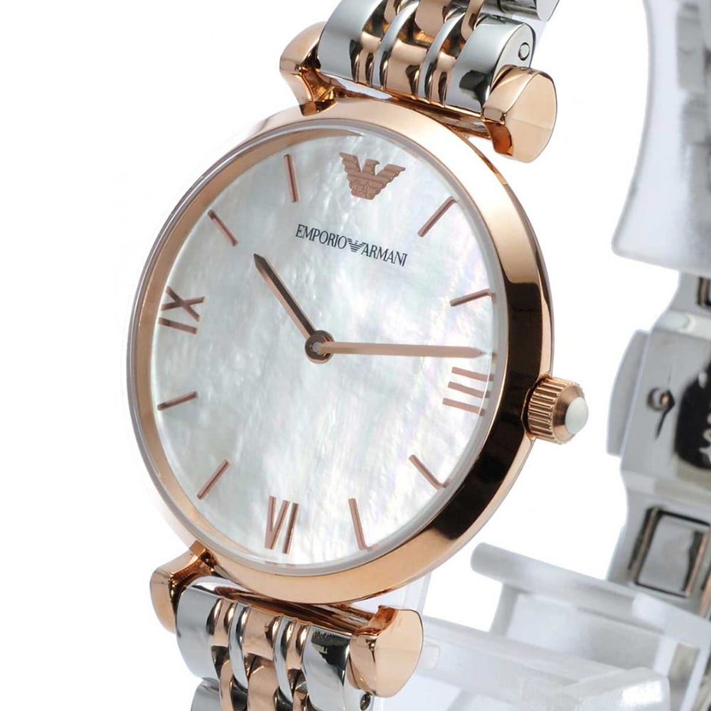Emporio Armani T Bar Gianni Classic Mother Of Pearl Dial Two Tone