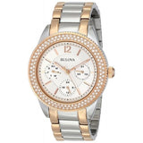 Bulova Crystal Collection Silver Dial Two Tone Steel Strap Watch for Women - 98N100