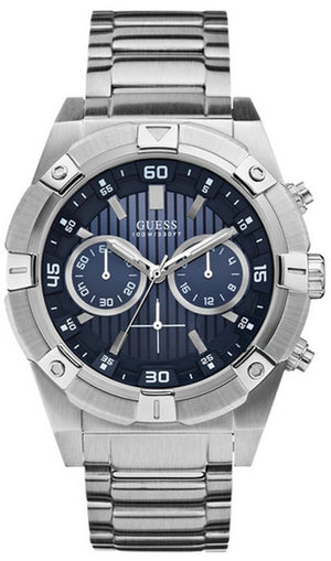 Guess Jolt Chronograph Blue Dial Silver Steel Strap Watch for Men - W0377G2