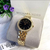 Michael Kors Mini Darci Quartz Black Dial Gold Steel Strap Watch For Women - MK3738