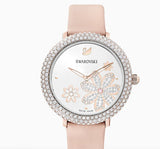 Swarovski Crystal Frost White Dial Pink Leather Strap Watch for Women - 5519223