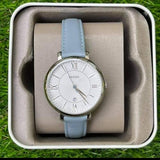 Fossil Jacqueline White Dial Light Blue Leather Strap Watch for Women - ES3821