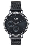 Hugo Boss Infinity Black Dial Black Mesh Bracelet Watch for Women -1502521