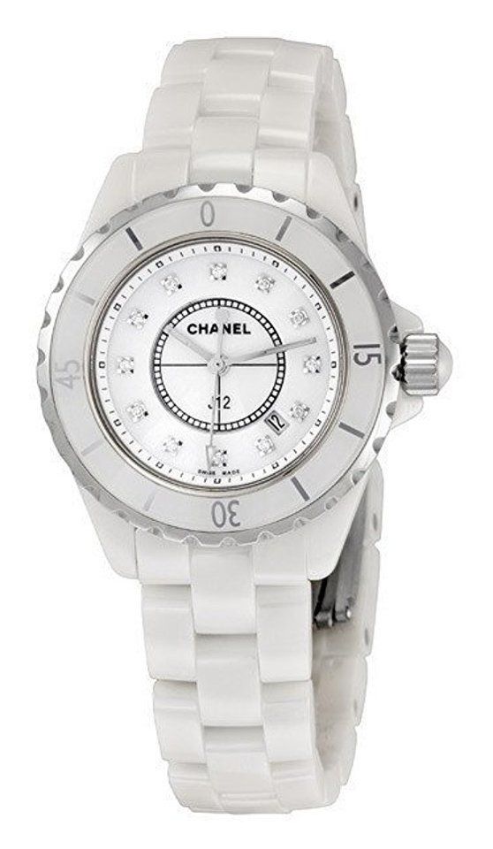 Chanel J12 Diamonds Ceramic White Dial White Steel Strap Watch for Women  Watch for Women