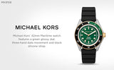 Michael Kors Maritime Analog Green Dial Black Silicone Strap Watch for Men - MK9158