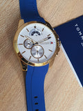 Tommy Hilfiger Decker White Dial Blue Rubber Strap Watch for Men - 1791353