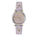 Versace V-Twist Quartz Purple Dial Purple Leather Strap Watch for Women - VELS00219