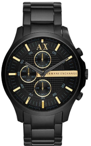 Armani Exchange Hampton Chronograph Black Dial Black Steel Strap Watch For Men - AX2164