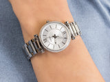 Fossil Carlie Silver Dial Silver Steel Strap Watch for Women - ES4341