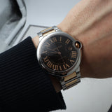 Cartier Ballon Bleu de Cartier Brown Dial Two Tone Steel Strap Watch for Men - W6920032