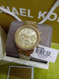 Michael Kors Runway Chronograph Gold Dial Gold Steel Strap Watch For Women - MK5698