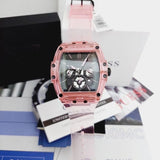 Guess Sporting Black Dial Pink Rubber Strap Watch for Men - GW0032G1