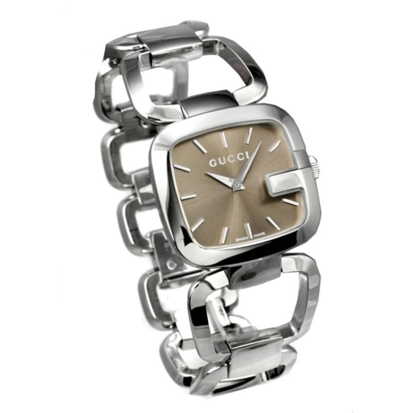 GUCCI Rectangle Watch Watch Wristwatch SS Silver/Dark brown Gucci Brown Stainless Steel G Frame 128.5 Women main image 3