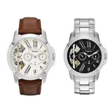 Fossil Grant Twist Multi-Function White Dial Brown Leather Strap Watch for Men - ME1144