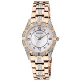 Bulova Crystal Mother of Pearl Dial Rose Gold Steel Strap Watch for Women - 98L197