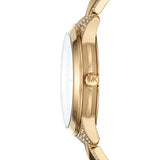 Michael Kors Runway Mercer Crystals Silver Dial Gold Steel Strap Watch For Women - MK6715