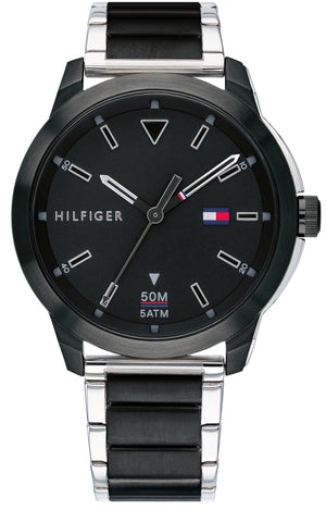 Tommy Hilfiger Sneaker Quartz Black Dial Two Tone Steel Strap Watch for Men - 1791619