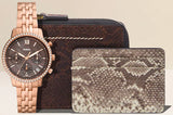 Fossil Neutra Chronograph Mother of Pearl Brown Dial Rose Gold Steel Strap Watch for Women - ES5218