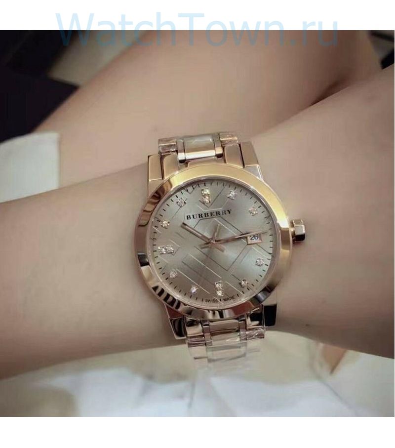 Burberry The City Diamonds Rose Gold Dial Rose Gold Steel Strap