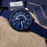 Tommy Hilfiger Denim Quartz Blue Dial Blue Rubber Strap Watch for Men - 1791482