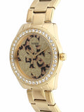 Guess G Twist Diamonds Gold Dial Gold Steel Strap Watch For Women - W1201L2