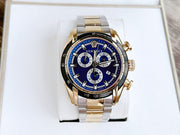 Versace V-Ray Chronograph Quartz Blue Dial Two Tone Steel Strap Watch For Men - VE2I01021