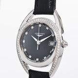 Longines Equestrian Arche kuarsa berlian hitam panggil Watch untuk Wanita - L6.136.0.57.0