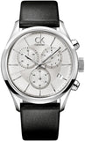 Calvin Klein Masculine Chronograph White Dial Black Leather Strap Watch for Men - K2H27120